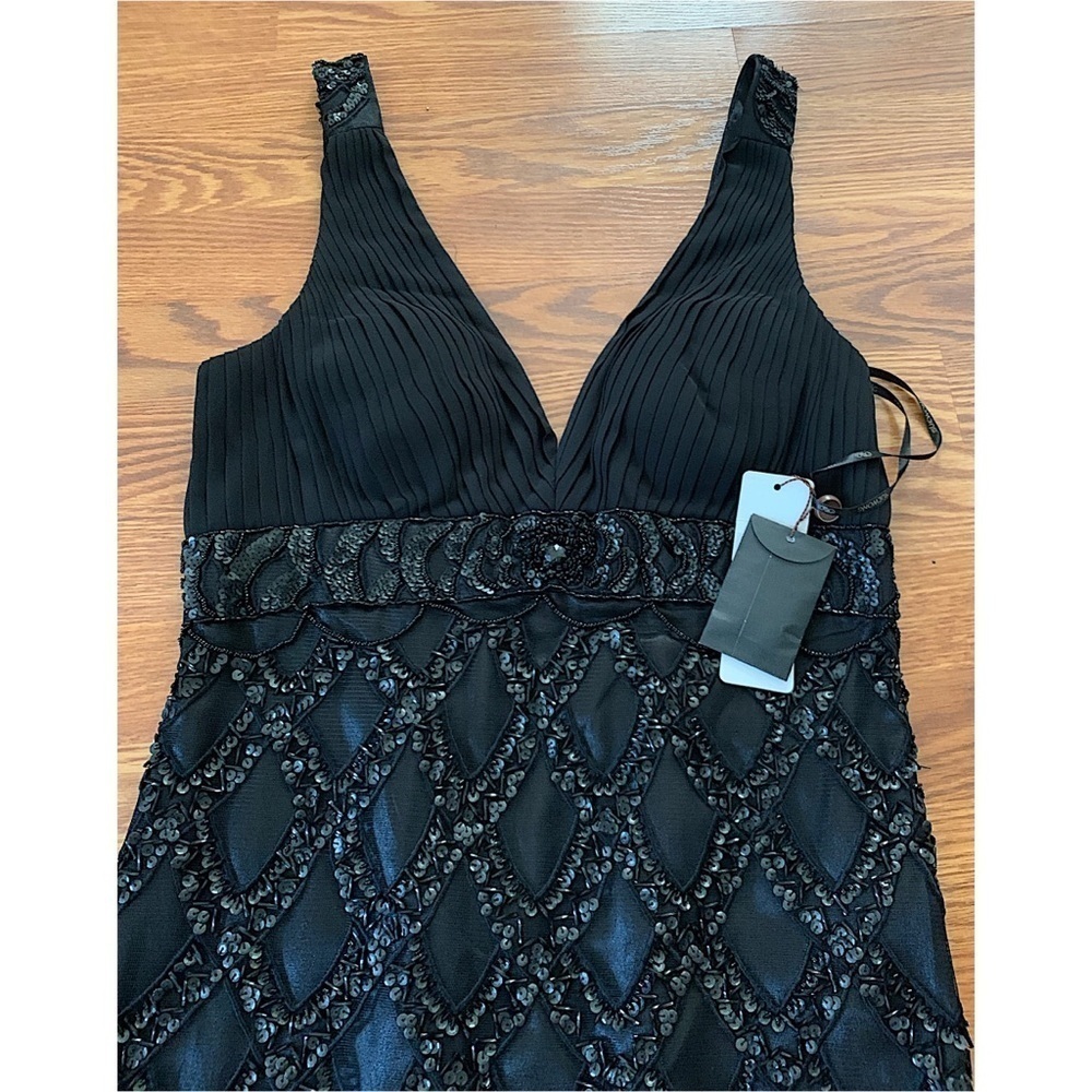 SUE WONG 10 Black Beaded Cocktail Party Formal Evening Dress - Picture 13 of 15